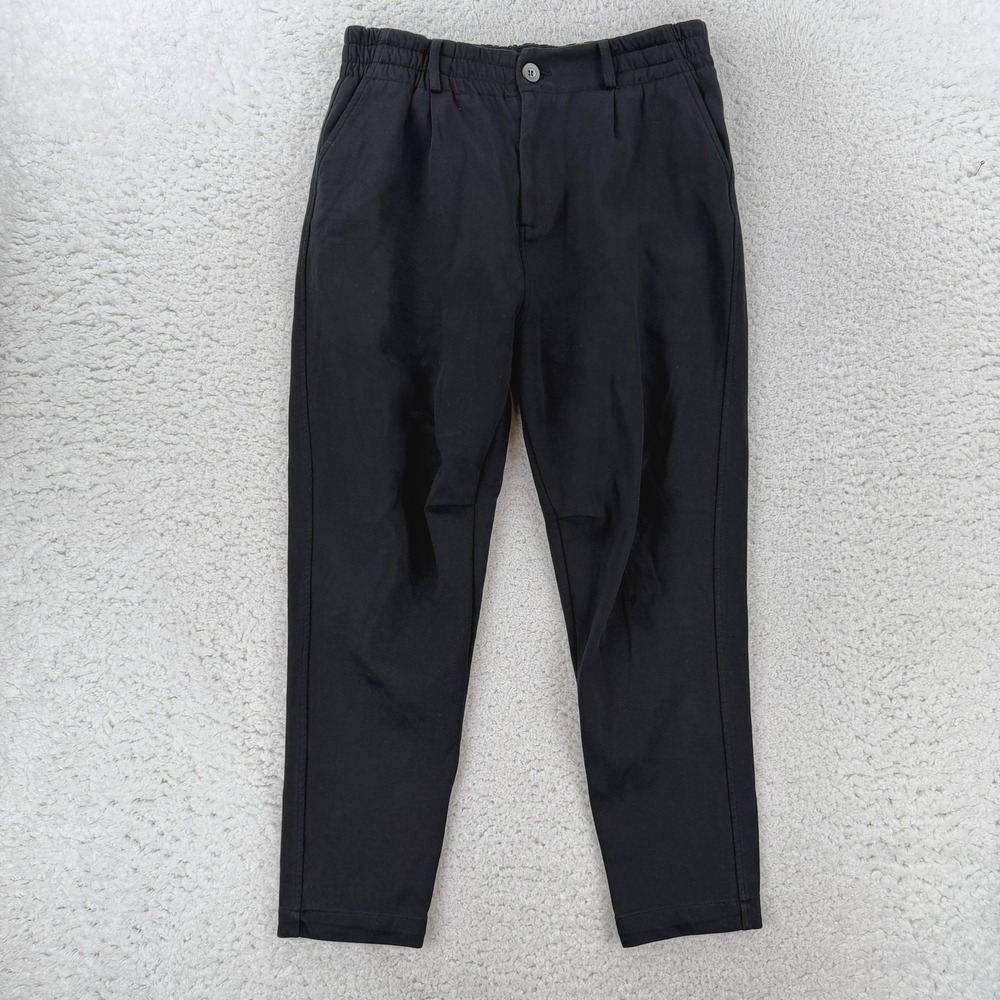 YoungLA Chino Pants Mens 32 Black Regular Fit Elastic Waist Tapered Casual 32x26